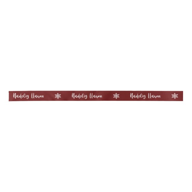 Nadolig Llawen Welsh Merry Christmas Satin Ribbon (Front)