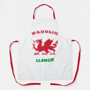 Nadolig Llawen Welsh Merry Christmas Simple Celtic Apron