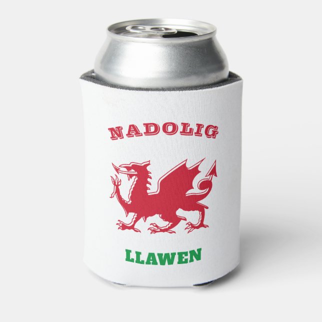 Nadolig Llawen Welsh Merry Christmas Simple Celtic Can Cooler (Can Back)