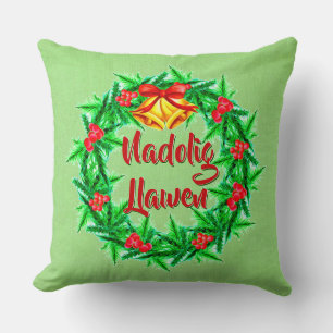 Nadolig Llawen Welsh Merry Christmas Throw Pillow