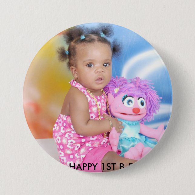 NAELANI'S 1ST BIRTHDAY! 3 INCH ROUND BUTTON (Front)
