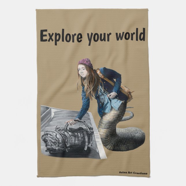 Naga Explore World Travel Fantasy Kitchen Towel (Vertical)