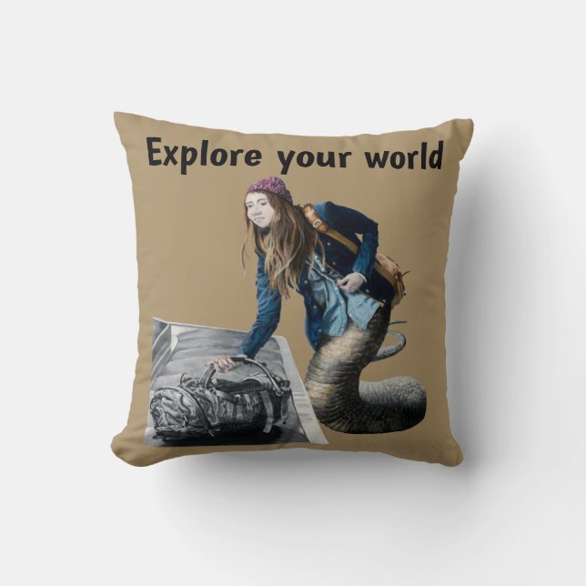 Naga Explorez World Travel Imaginaire Art Coussin (Recto)