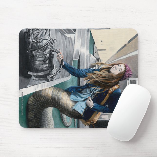 Naga Exploring World Travel Fantasy Art Mousepad (With Mouse)