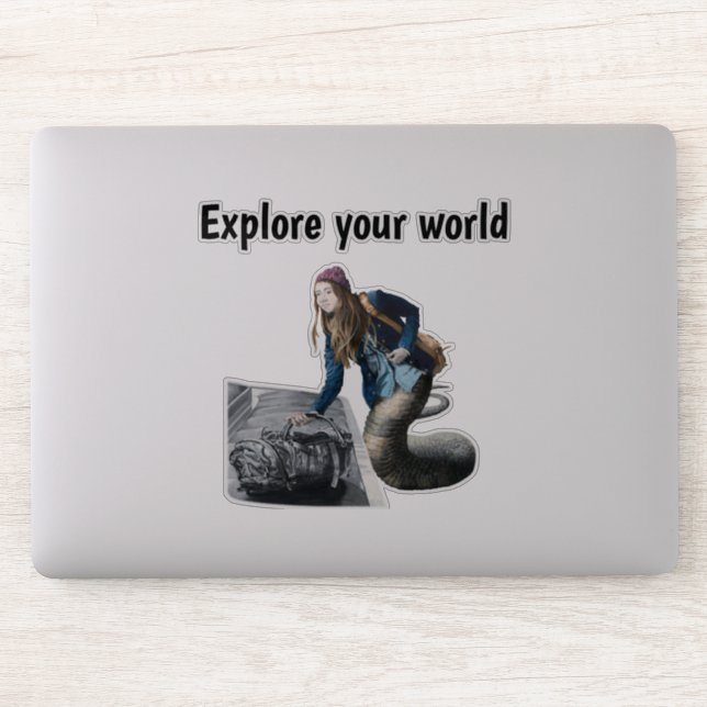 Naga Exploring World Travel Fantasy Art Sticker (Computer)