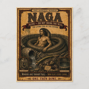 Naga, Vintage Circus Monster Postcard