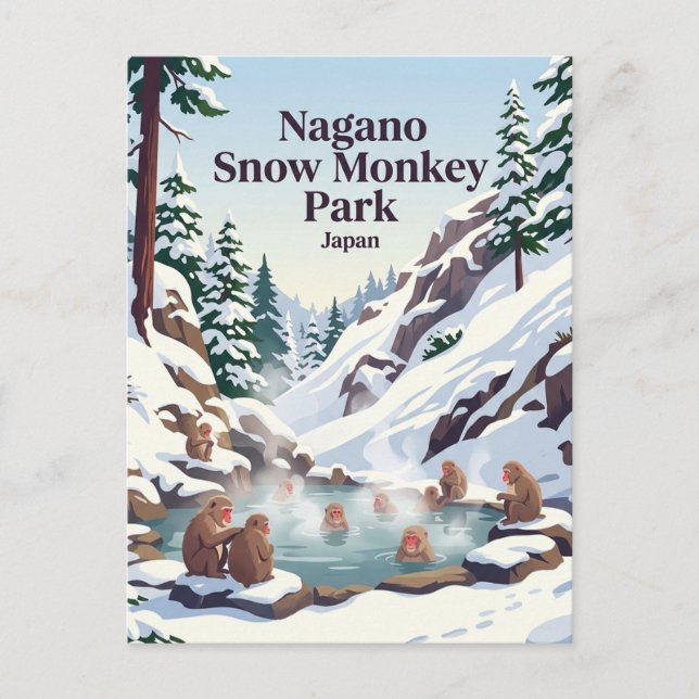 Nagano Snow Monkey Park Japan Postcard (Front)