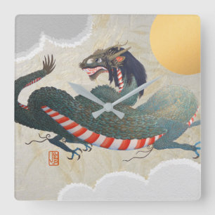 Nagasaki Dragon Square Wall Clock