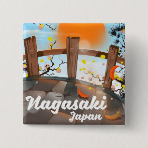 Nagasaki Japanese blossom poster. 2 Inch Square Button