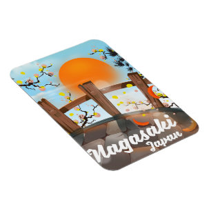 Nagasaki Japanese blossom poster. Magnet