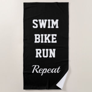 NAGER VÉLO COURIR RÉPÉTER serviette de plage drôle