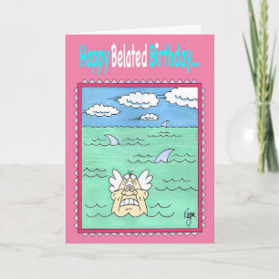 NAGEUR AVEC la carte d'anniversaire tardive de