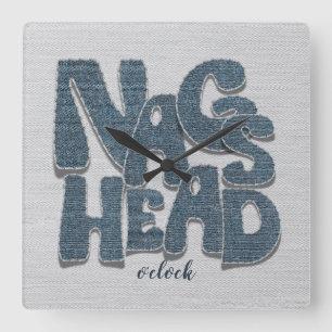 Nags Head North Carolina Denim Letter Square Wall Clock
