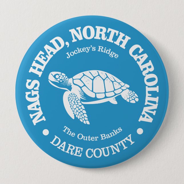 Nags Head (sea turtle) 4 Inch Round Button (Front)