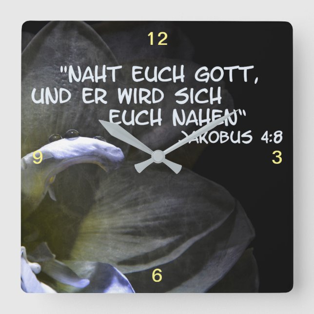 Naht euch Gott... Square Wall Clock (Front)