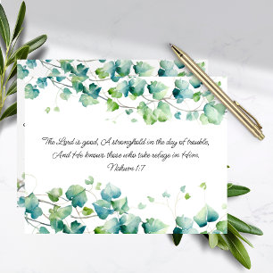 Nahum 1:7 English Burmese Ivy White Note Card