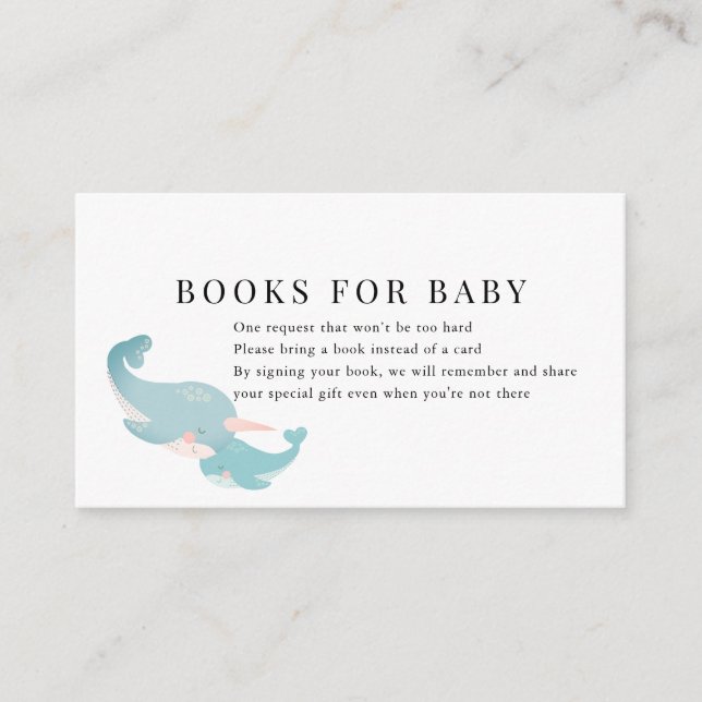 Nahwhals Pink Baby Shower Book Request Enclosure Card (Front)
