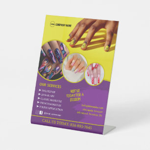 Nail Art Services Custom Pedestal Sign