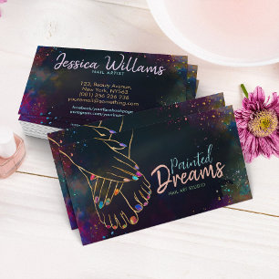 Nail Art Studio - colourful abstract Business Card