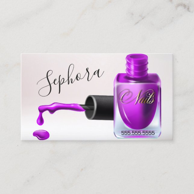 Nail Art Technician  - Orchid Nail Polish Business Card (Front)