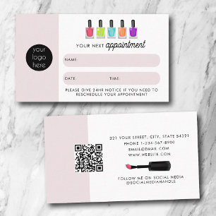 Nail Artist Client Appointment Card QR Code Logo
