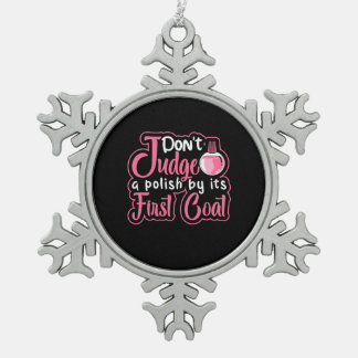 Nail Artist First Coat Snowflake Pewter Christmas Ornament