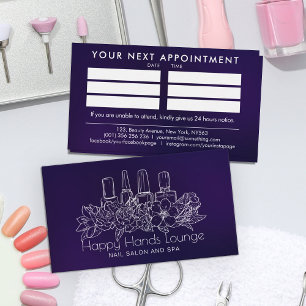 Nail Artist - floral line art illustration Business Card