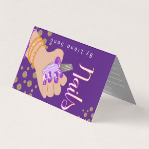 Nail Artist Glow Script Hand Drawn Appointment Business Card