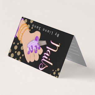 Nail Artist Glow Script Hand Drawn Appointment Business Card