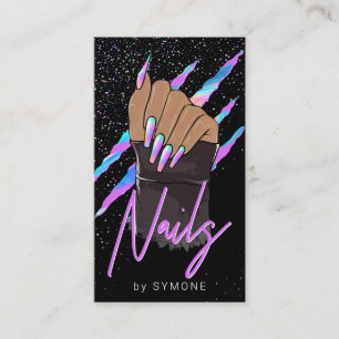 Nail Artist Holographic Modern Glam Business Card