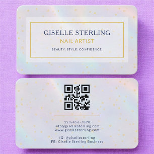 Nail Artist Holographic QR Code Business Card