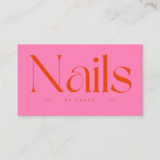 Nail Artist Hot Pink Red Typography Business Card