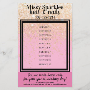 Nail artist manicure pedicure salon price list flyer