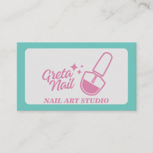 Nail Artist Nail polish bottle pink and teal retro Business Card