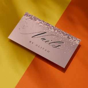 Nail Artist Nails Rose Glitter Confetti Business Card