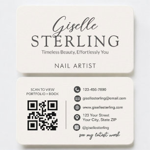 Nail Artist Neutral QR Code Business Card