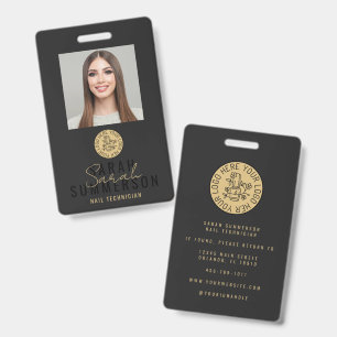 Nail Artist Salon Logo Black Photo Employee ID Badge