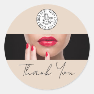 Nail Artist Salon Logo Business Logo Thank You Classic Round Sticker
