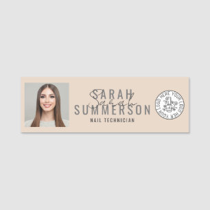 Nail Artist Salon Logo Photo Employee ID Name Tag