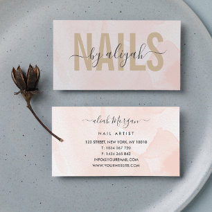 Nail Artist  Script Calligraphy  Blush Pink Business Card