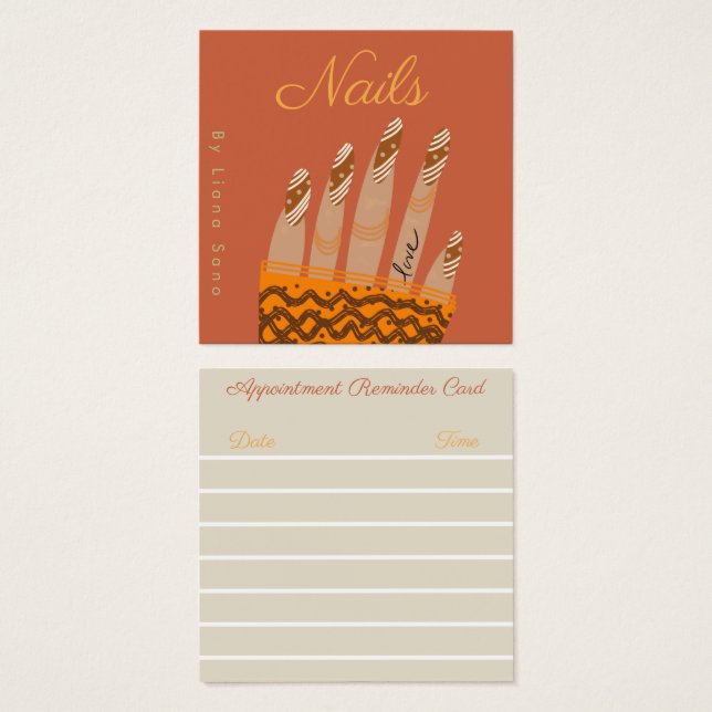 Nail Artist Script Hand Drawn Appointment (Front & Back)