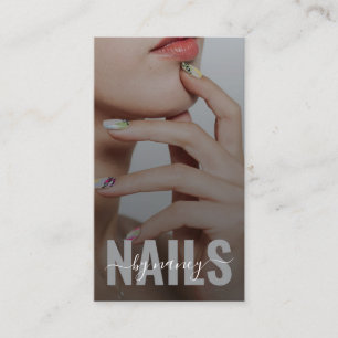 Nail Artist Script Photo Monogram Qr Code Business Card