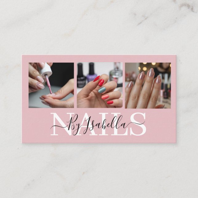  Nail Artist Studio Photo Typography Business Card (Front)