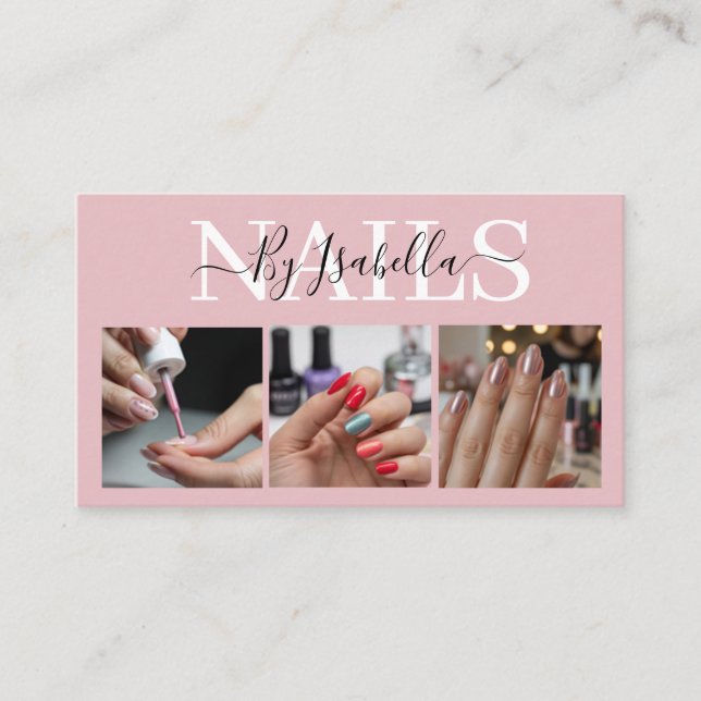 Nail Artist Studio Photo Typography make your own Business Card (Front)
