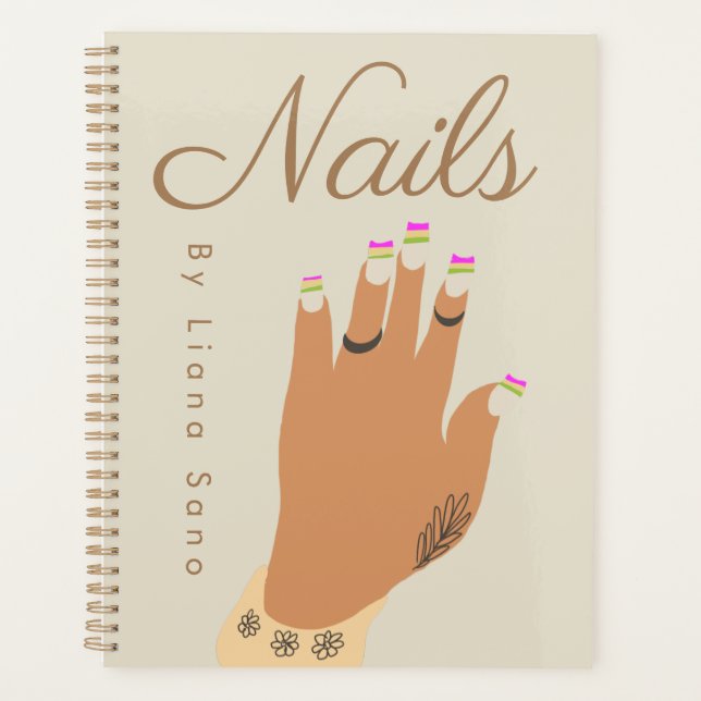 Nail Artist Tattoo Hand Illustration Planner (Front)