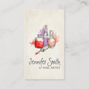 Nail Artist - Watercolor Nail Polish Art Business Card