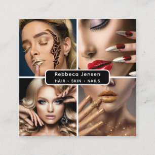 Nail Beaty Salon Makeup Artist Photo QR Code Square Business Card