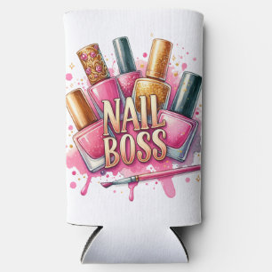 Nail boss manicurist finger nail polish manicure seltzer can cooler