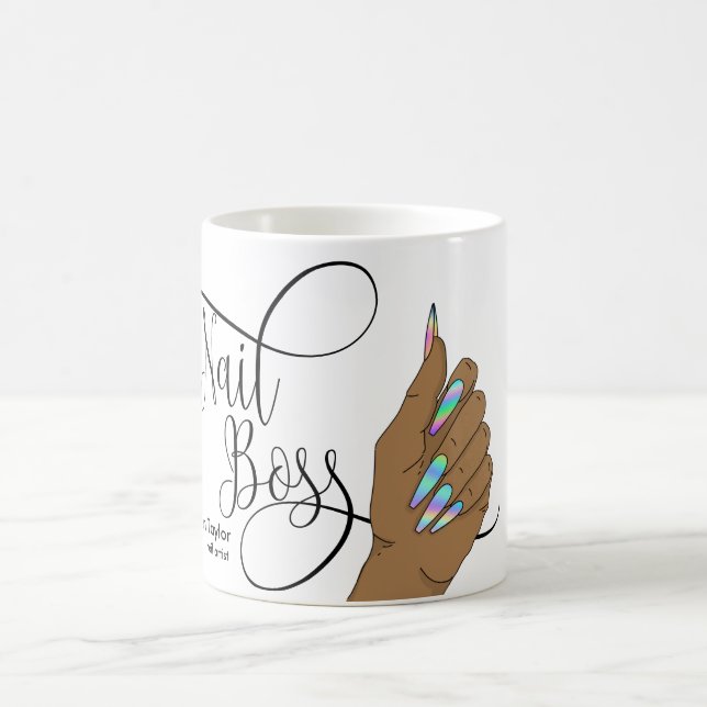Nail Boss, nail Technician, holographic nails Coffee Mug (Center)