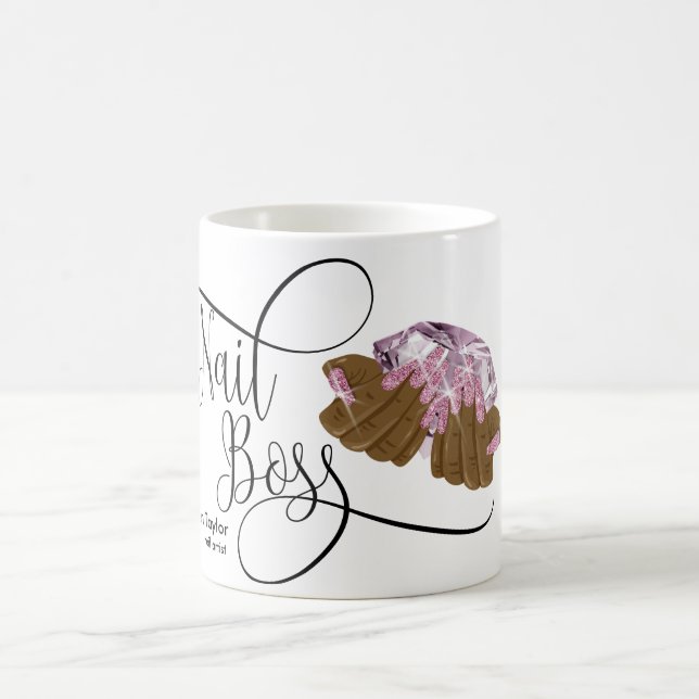 Nail Boss, nail Technician, long nails, manicure C Coffee Mug (Center)